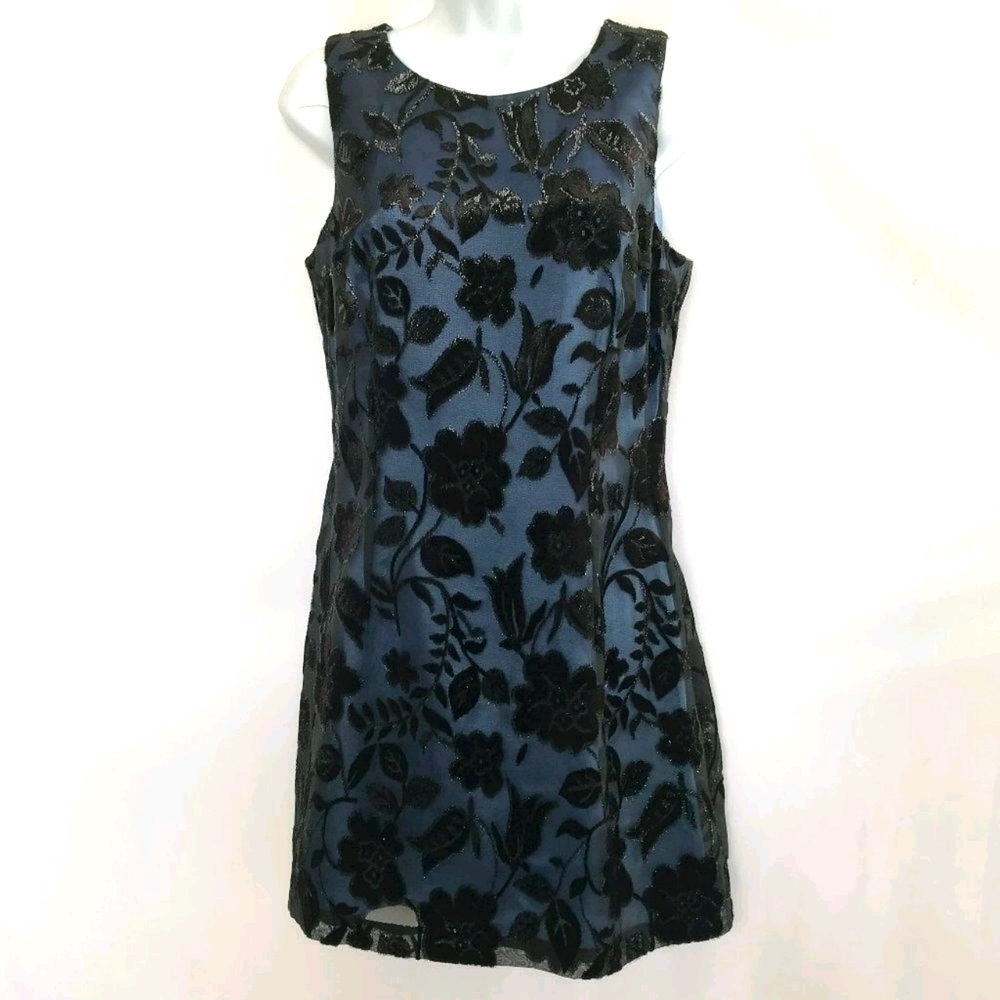 iz California Black & Blue Floral Dress